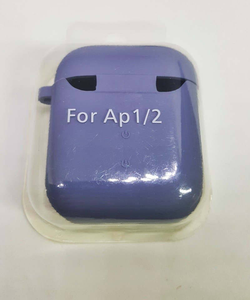 Silicone Case для Airpods 1/2 з мікрофіброю (Lavender)-0