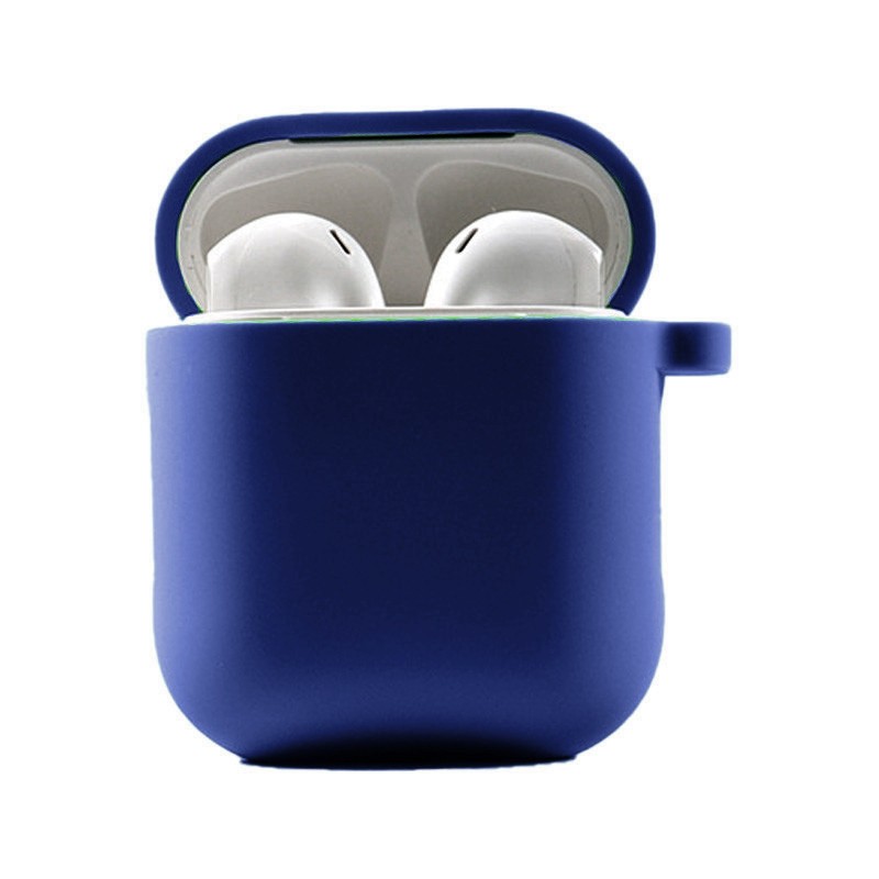 Silicone Case для Airpods 1/2 з мікрофіброю (Midnight Blue)-0
