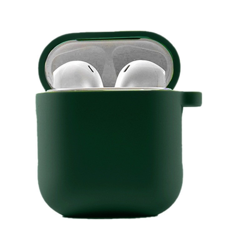 Silicone Case для Airpods 1/2 з мікрофіброю (Dark Green)-0