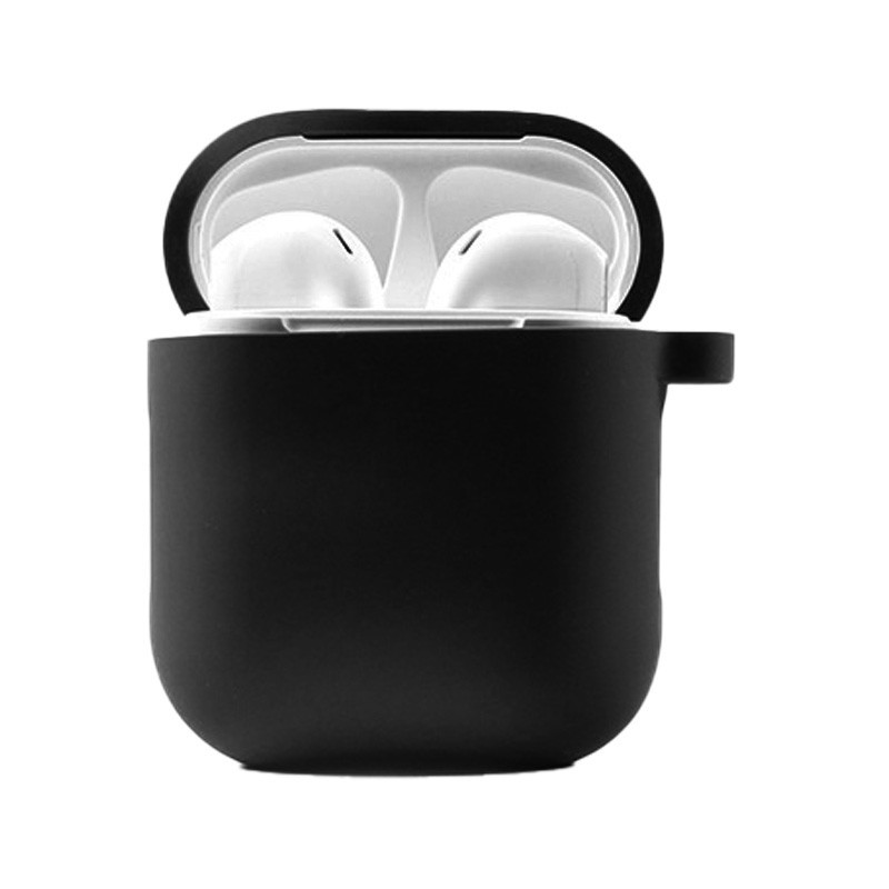 Silicone Case для Airpods 1/2 з мікрофіброю (Black)-0