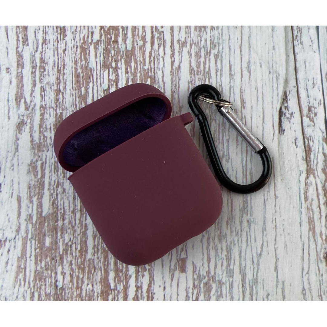 Silicone Case для Airpods 1/2 з мікрофіброю (Marsala)-0