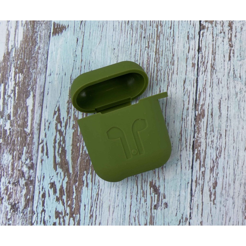 Чохол для AirPods Silicone Case Logo + карабін  (Pacific green)-0