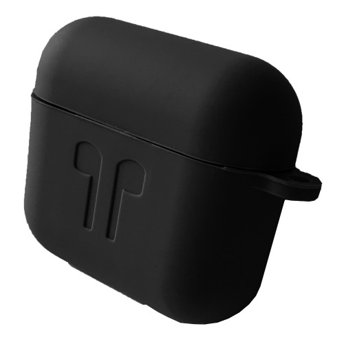 Чохол для AirPods 3 Silicone Case Logo + карабін  (Black)-0