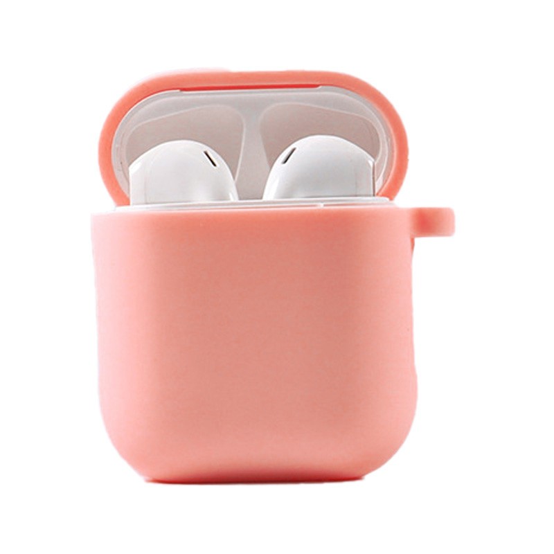 Silicone Case для Airpods 1/2 з мікрофіброю (Peach)-0