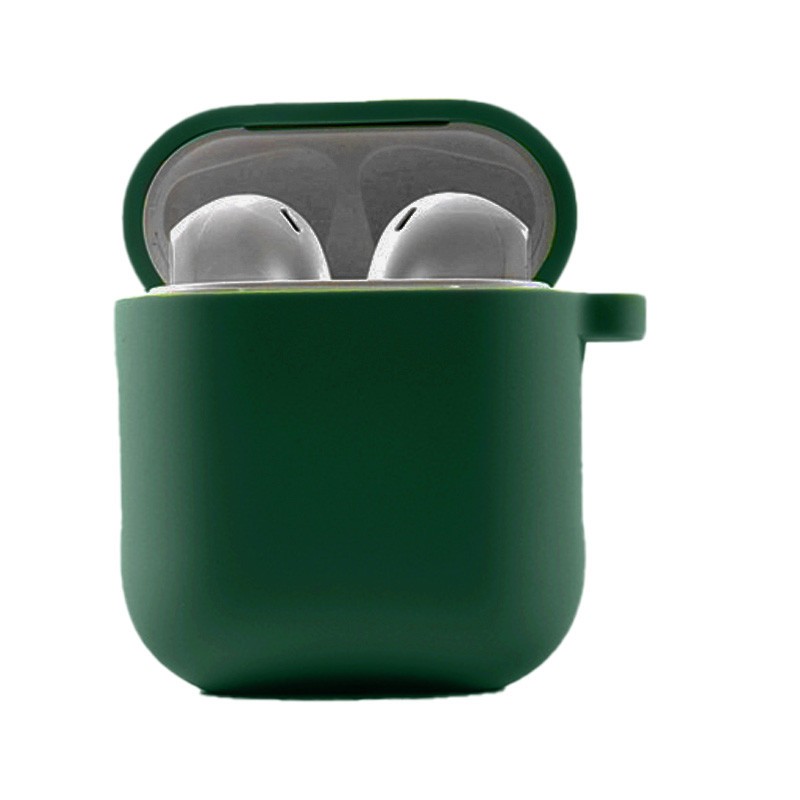 Silicone Case для Airpods 1/2 з мікрофіброю (Pine Green)-0