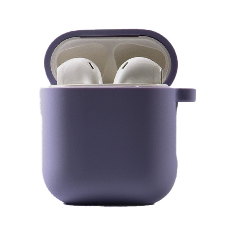 Silicone Case для Airpods 1/2 з мікрофіброю (Lavender Gray)-0