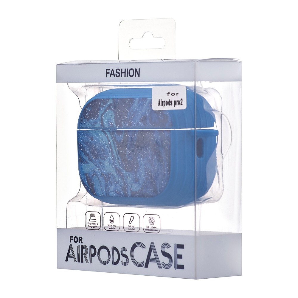 Накладка Glitter Marble Case для Airpods Pro 2 (Dark blue)-2