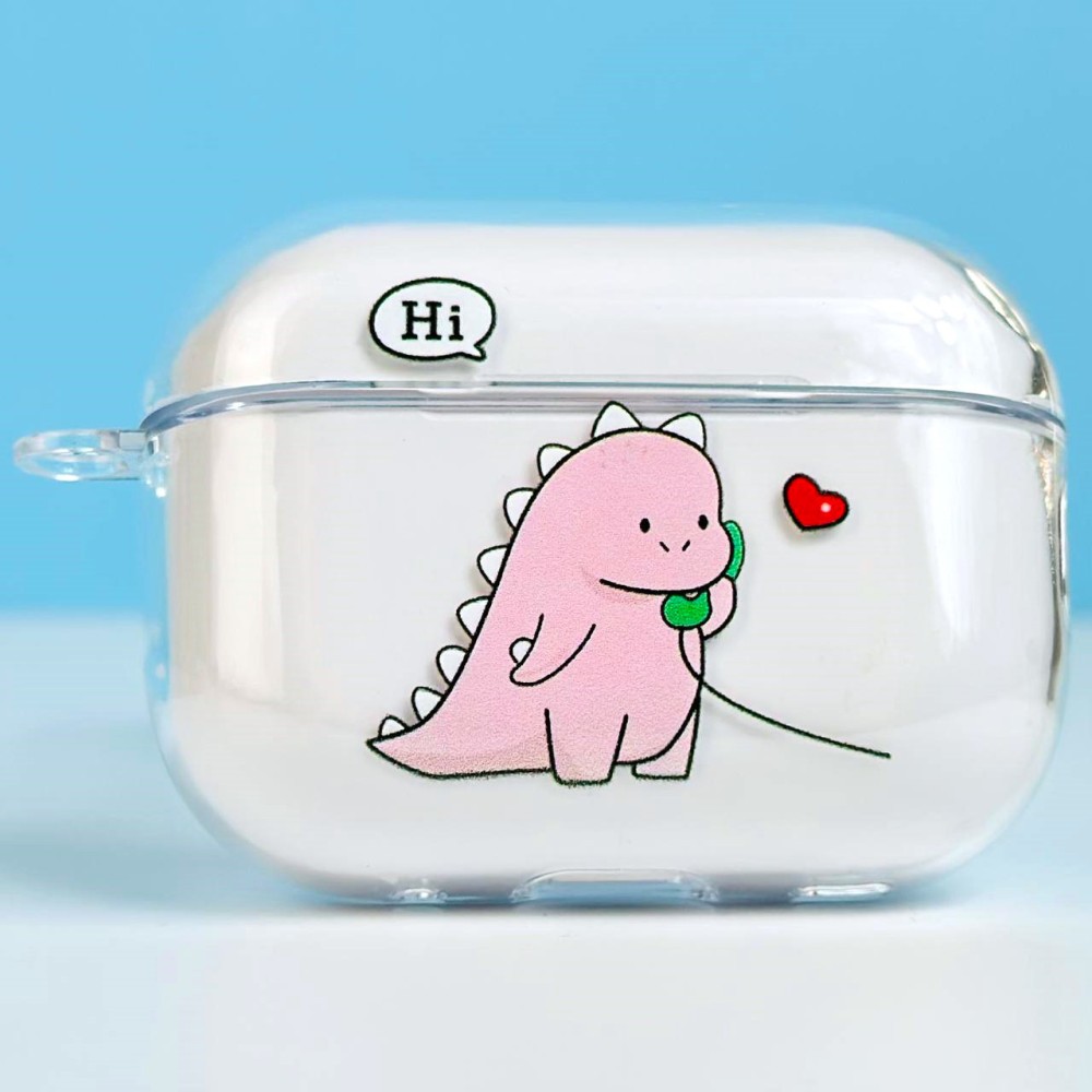 Чохол Clear Case Design для AirPods 3 (Динозавр рожевий)-0