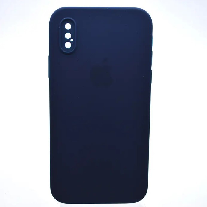 Silicone Case Square Full Camera Protective (AA) для iPhone X/XS (5.8") (Midnight blue)-0