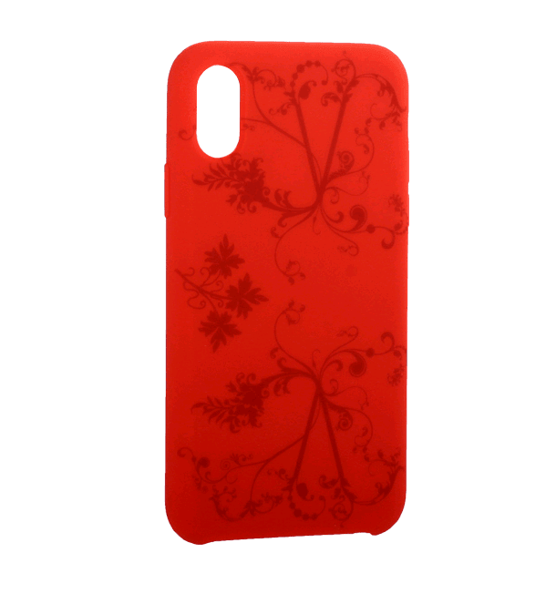Накладка Silicone Case узор для iPhone X/XS (Red)-0