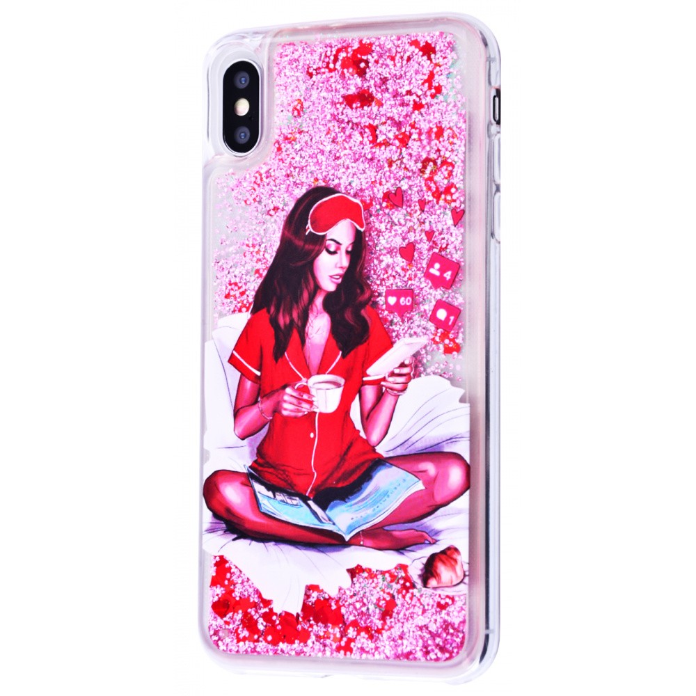 Накладка Lovely Stream для  iPhone X/Xs (girl with coffe) (переливається)-0