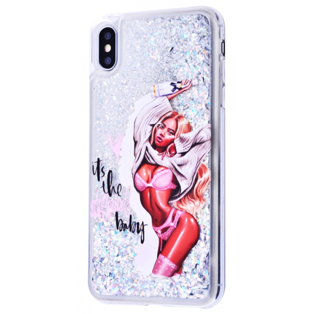 Накладка Lovely Stream для iPhone X/Xs (beauty girl with champagne) (переливається)-0