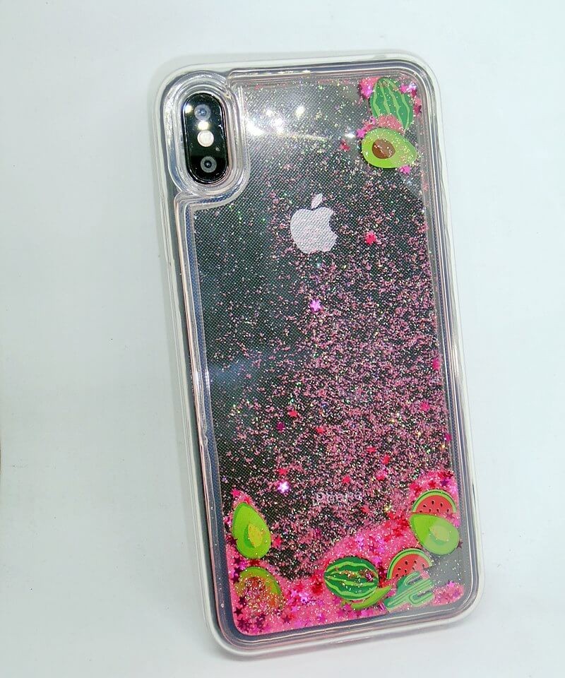 Накладка Multicolor для IPhone X/Xs "Авокадо рожеве"  (переливається)-0