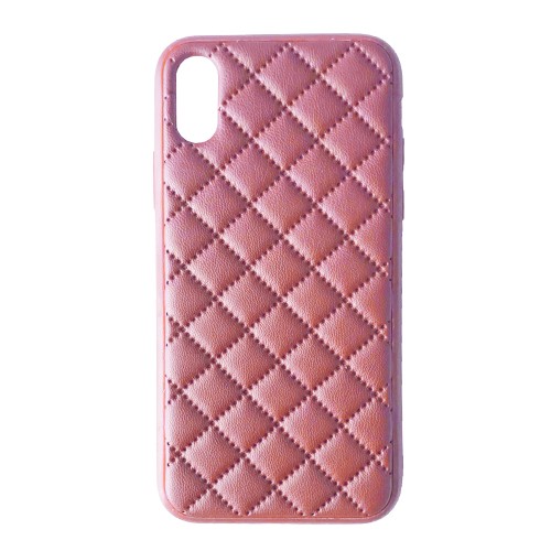 Накладка Stitched leather для  iPhone X/Xs Рожева-0