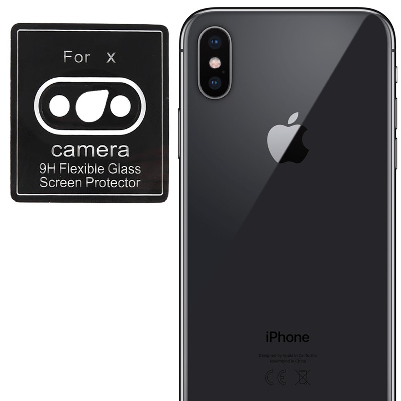 Захисне скло на камеру для Apple iPhone X / XS/ XS Max чорне (без упаковки)-0