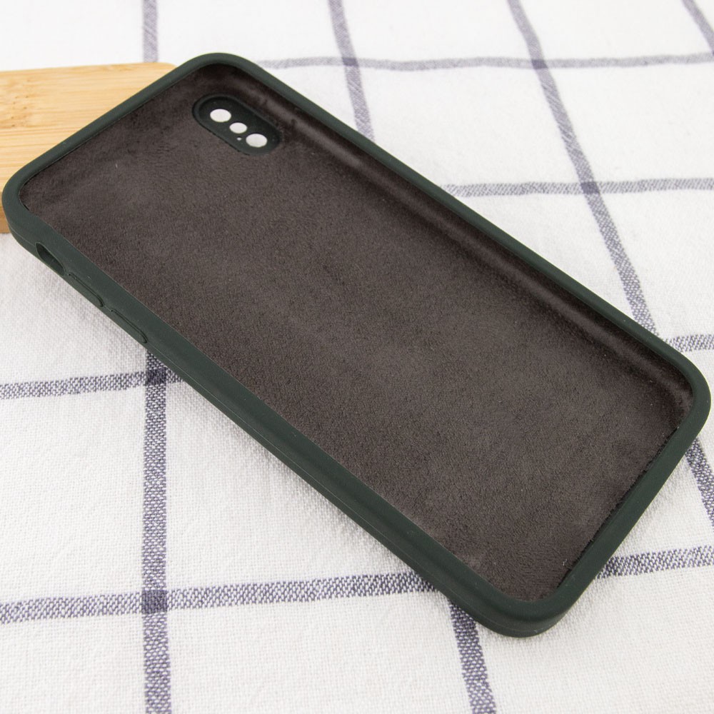 Silicone Case Square Full Camera Protective (AA) для iPhone XS (5.8") (Black Green)-2