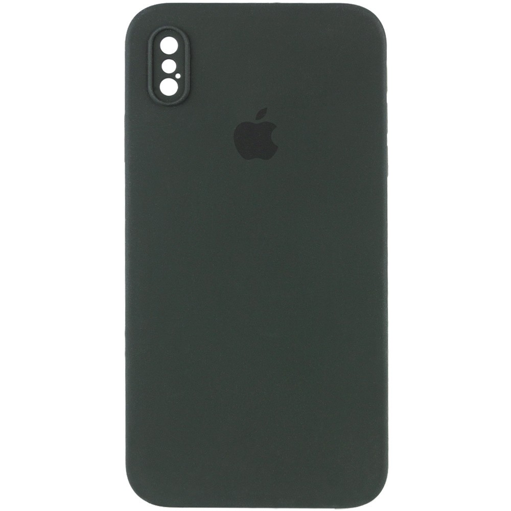 Silicone Case Square Full Camera Protective (AA) для iPhone XS (5.8") (Black Green)-0