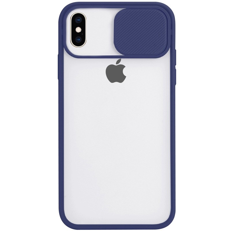 Накладка Camshield mate TPU для IPhone X/Xs синя шторка-0