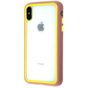 Накладка Contrast Color для iPhone X/Xs  (Pink-Yellow)-0