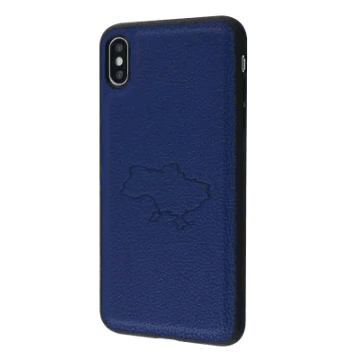 Накладка WAVE Ukraine Leather для iPhone X/Xs Синя (map)-0