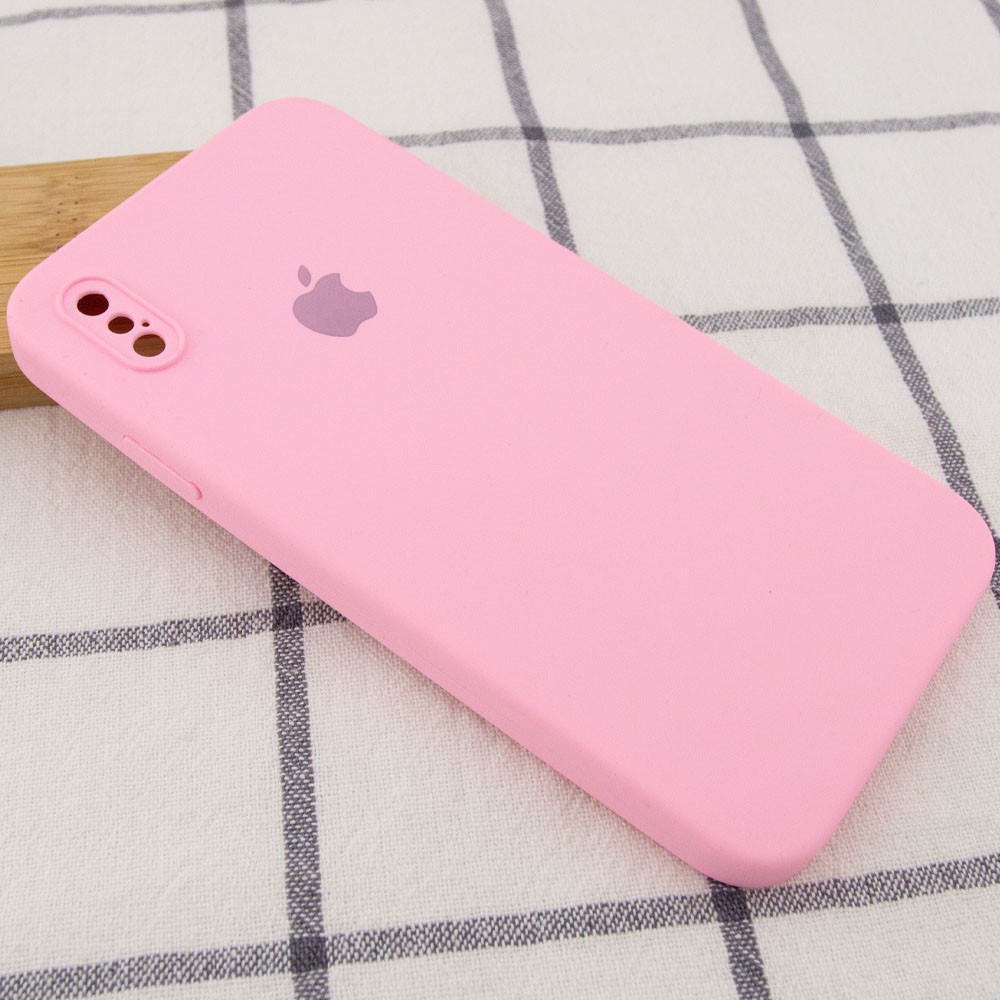 Silicone Case Square Full Camera Protective (AA) для iPhone XS (Light Pink)-1