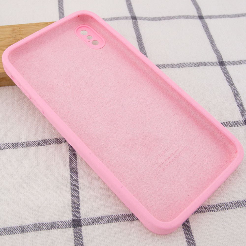 Silicone Case Square Full Camera Protective (AA) для iPhone XS (Light Pink)-2