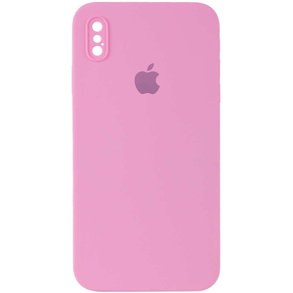 Silicone Case Square Full Camera Protective (AA) для iPhone XS (Light Pink)-0