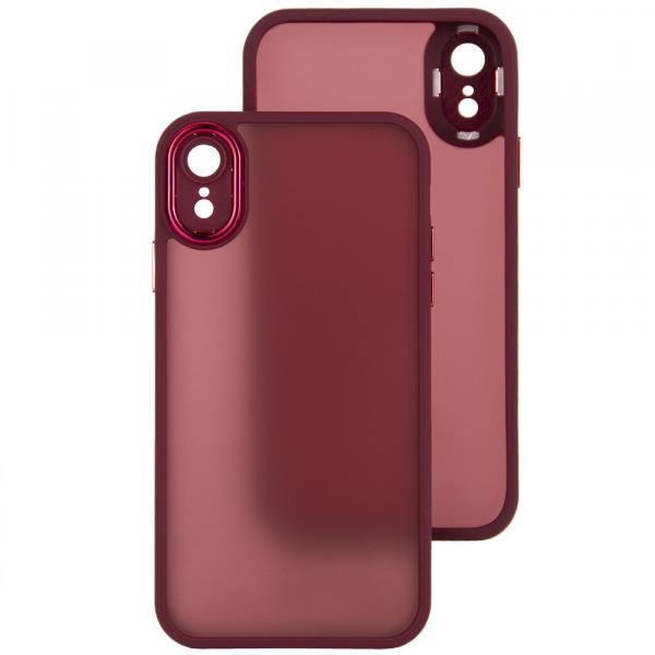 Накладка Luxury Metal Lens для Iphone X/Xs (Марсала)-0