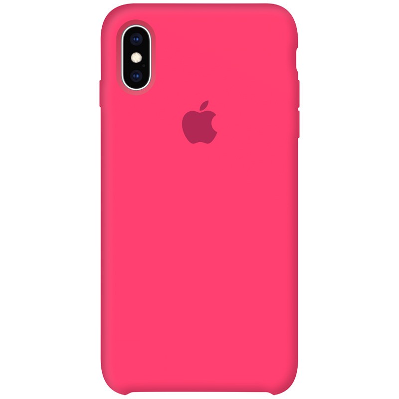 Silicone Case (AA) для iPhone X/XS (5.8") (Barbie Pink)-0