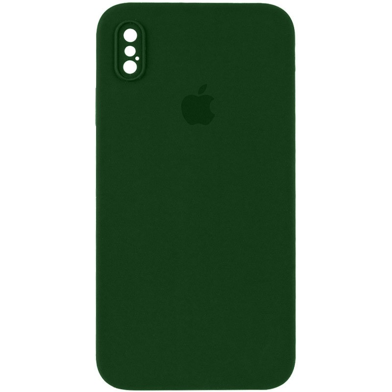 Silicone Case Square Full Camera Protective (AA) для iPhone XS (5.8") (Army Green)-0
