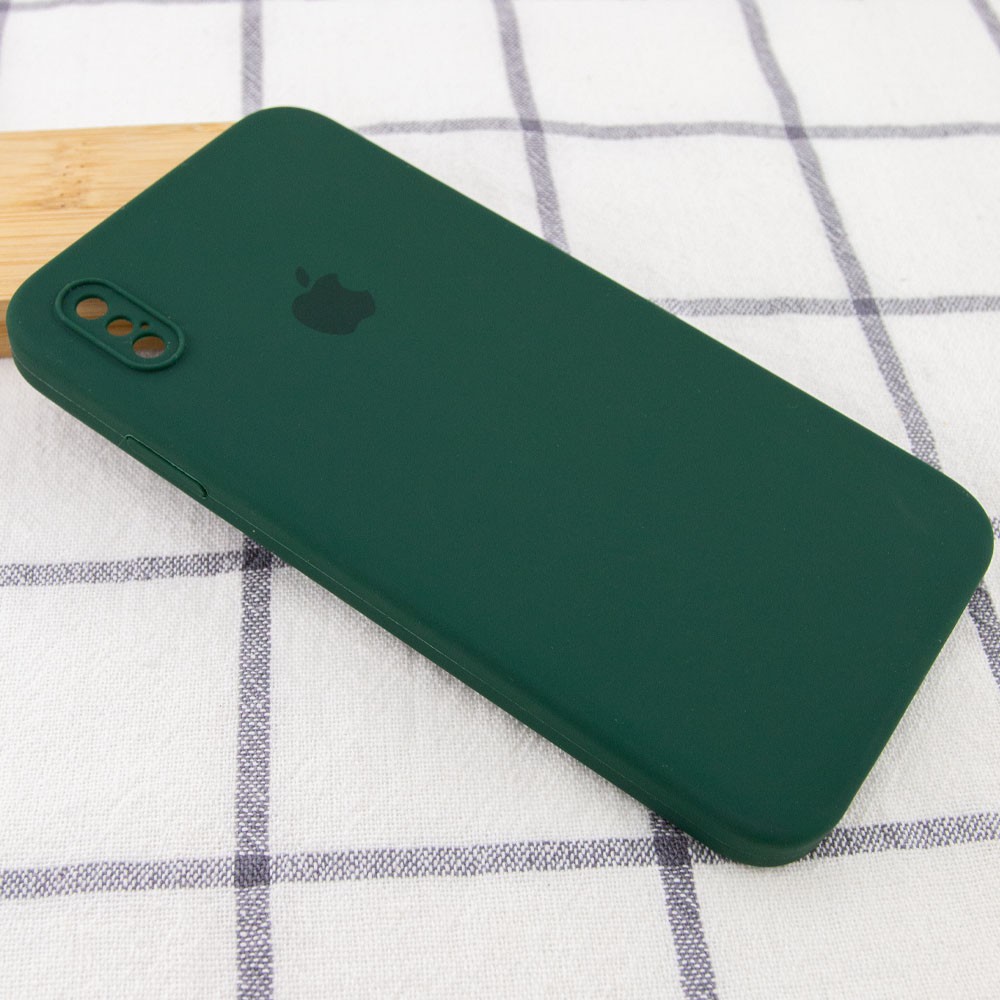 Silicone Case Square Full Camera Protective (AA) для iPhone XS (5.8") (Dark Green)-1