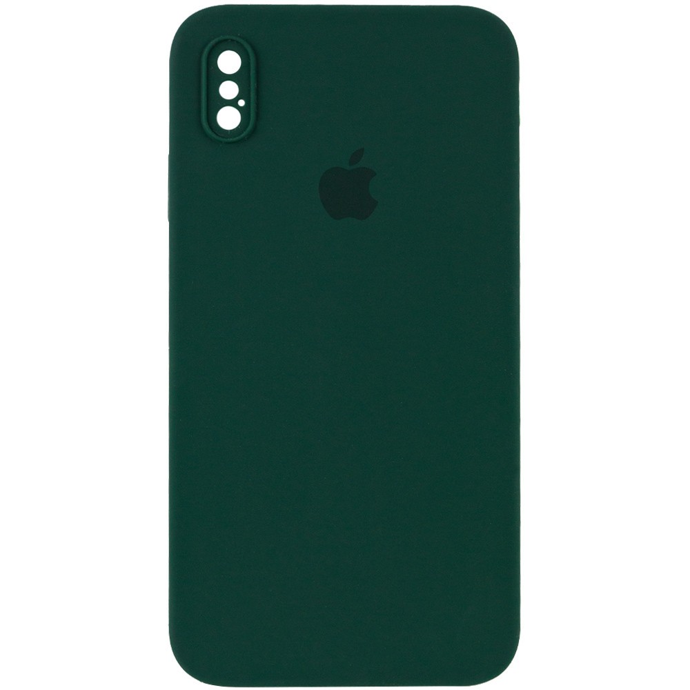 Silicone Case Square Full Camera Protective (AA) для iPhone XS (5.8") (Dark Green)-0