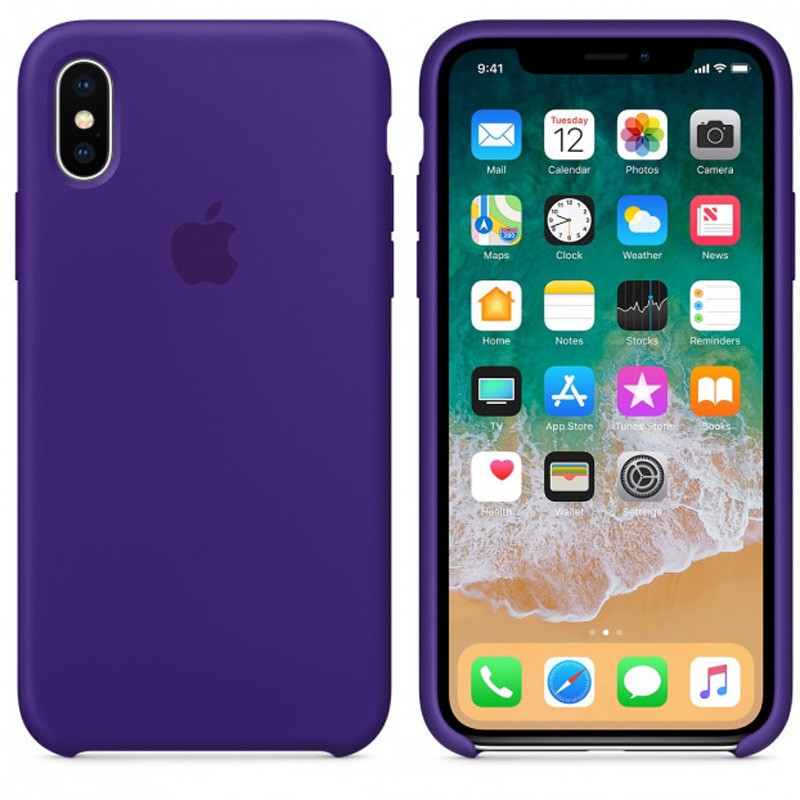 Silicone Case (AA) для iPhone X/XS (5.8") (Ultra Violet)-0
