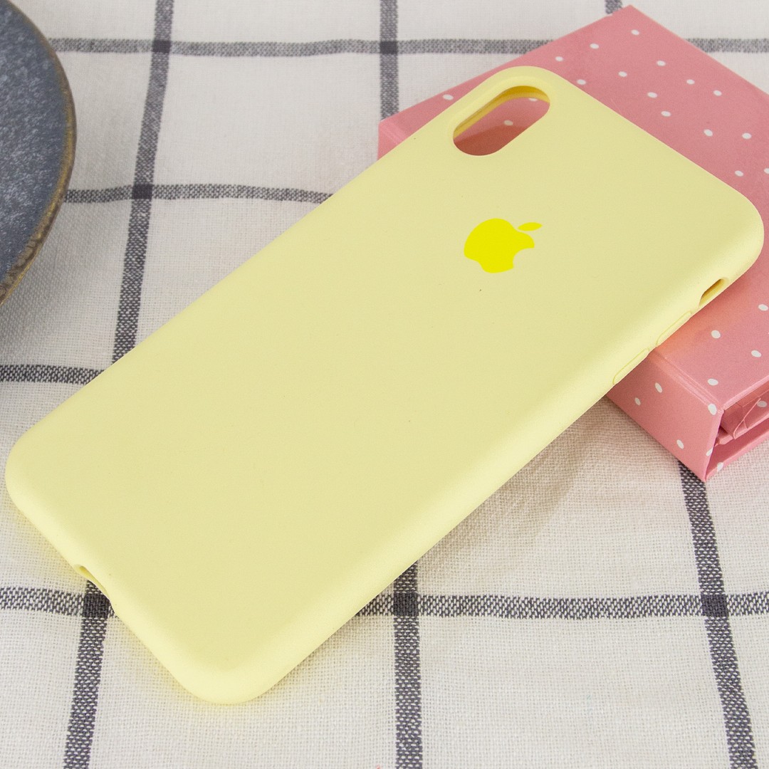 Silicone Case Full Protective (AA) для iPhone X/Xs (5.8") (Mellow Yellow)-1