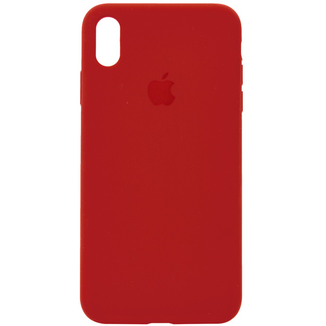 Silicone Case Full Protective (AA) для iPhone X/Xs (5.8") (Dark Red)-0