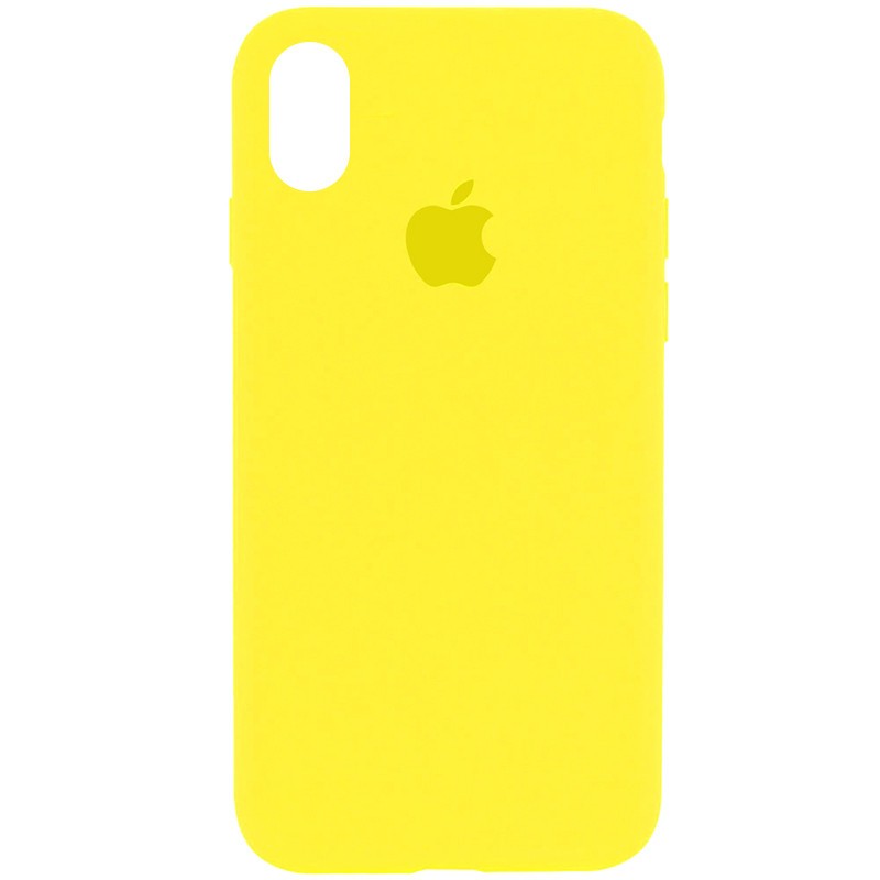 Silicone Case Full Protective (AA) для iPhone X / Xs  (Neon Yellow)-0