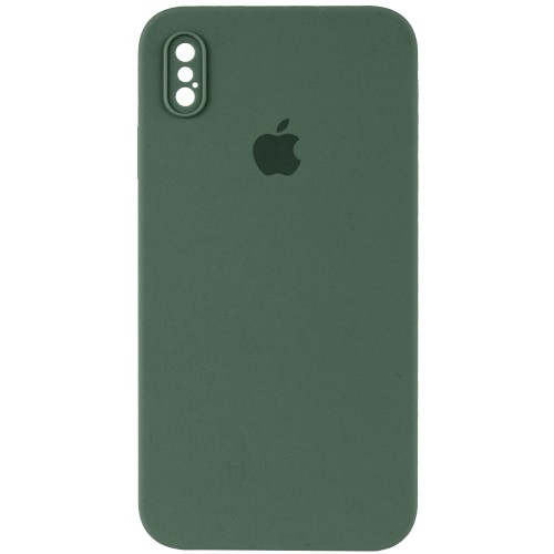 Silicone Case Square Full Camera Protective (AA) для iPhone XS (5.8") (Pine green)-0