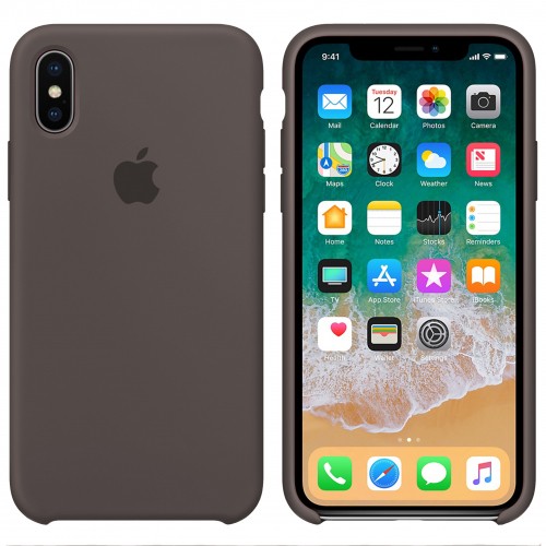 Silicone Case (AA) для iPhone X/Xs (5.8") (Brown)-0