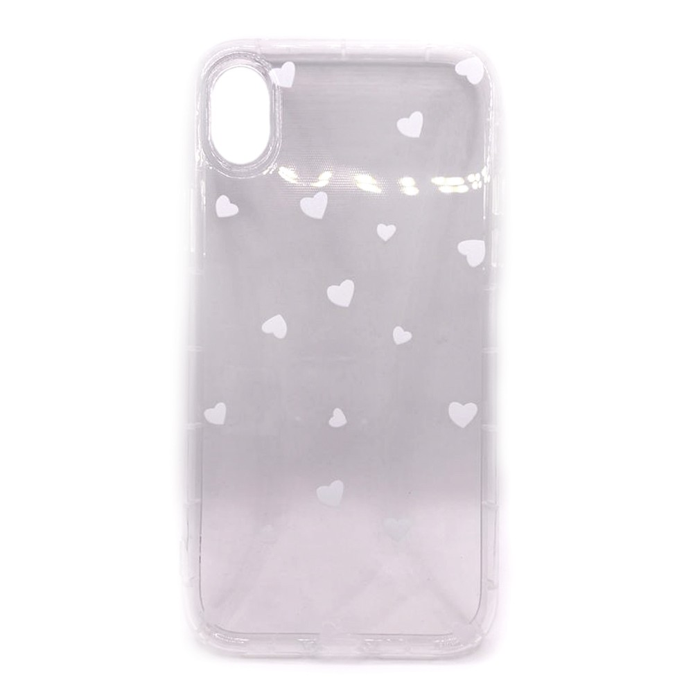 Накладка Transparent in Hearts для Iphone XR (White)-0