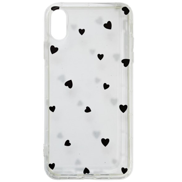 Накладка Transparent in Hearts для Iphone Xr (Black)-0