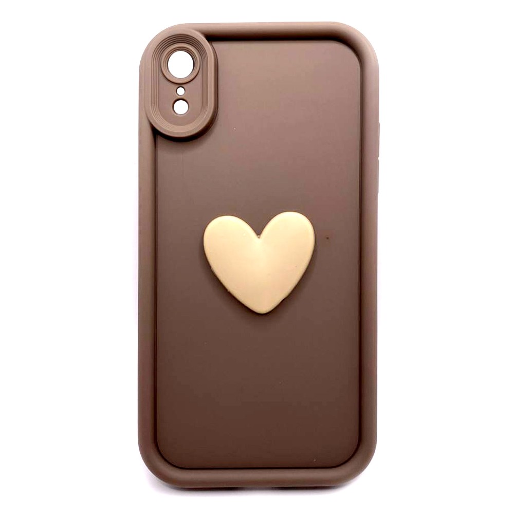 Накладка Luxury Candy 3D Heart для Iphone XR (Brown)-0