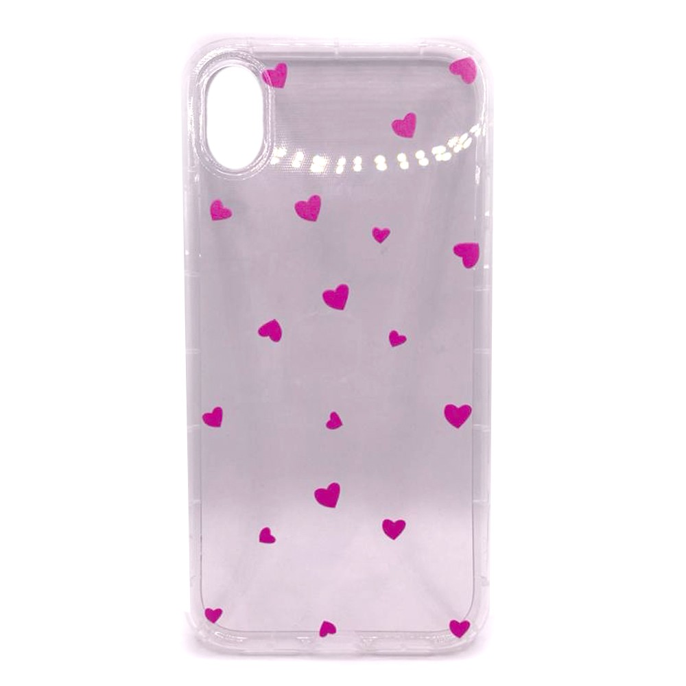Накладка Transparent in Hearts для Iphone Xr (Pink)-0