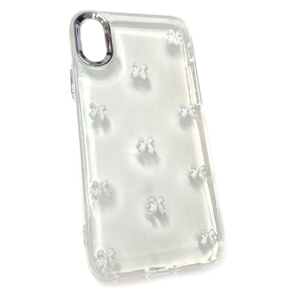 Накладка Shiny Crystal bow для Iphone XR (White)-0