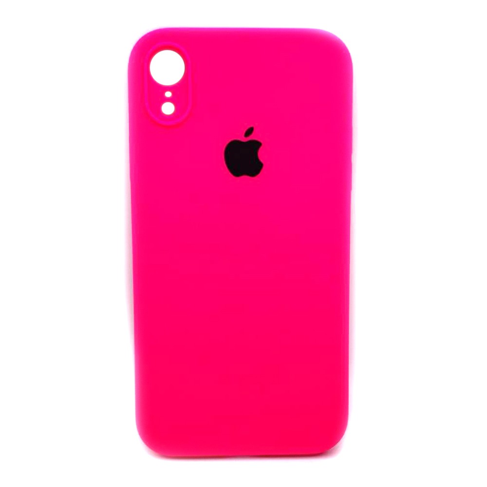 Silicone Case Square Full Camera Protective (AA) для iPhone XR (6.1") (Barbie pink)-0