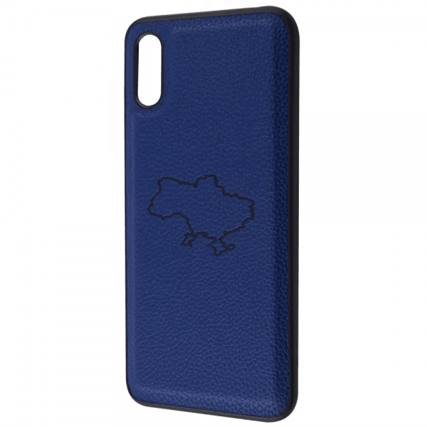 Накладка WAVE Ukraine Leather для iPhone Xr Синя (map)-0