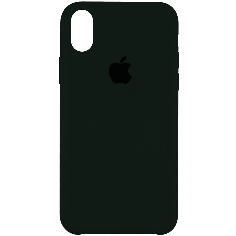Silicone Case (AA) для iPhone XR (6.1") (Black green)-0