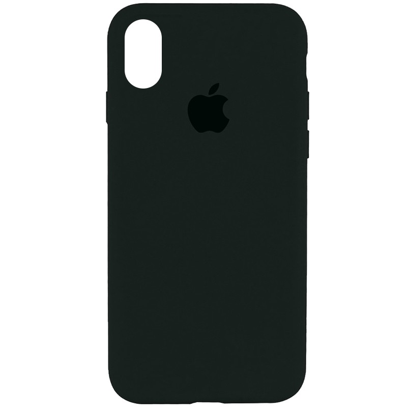 Silicone Case Full Protective (AA) для iPhone XR (Black green)-0