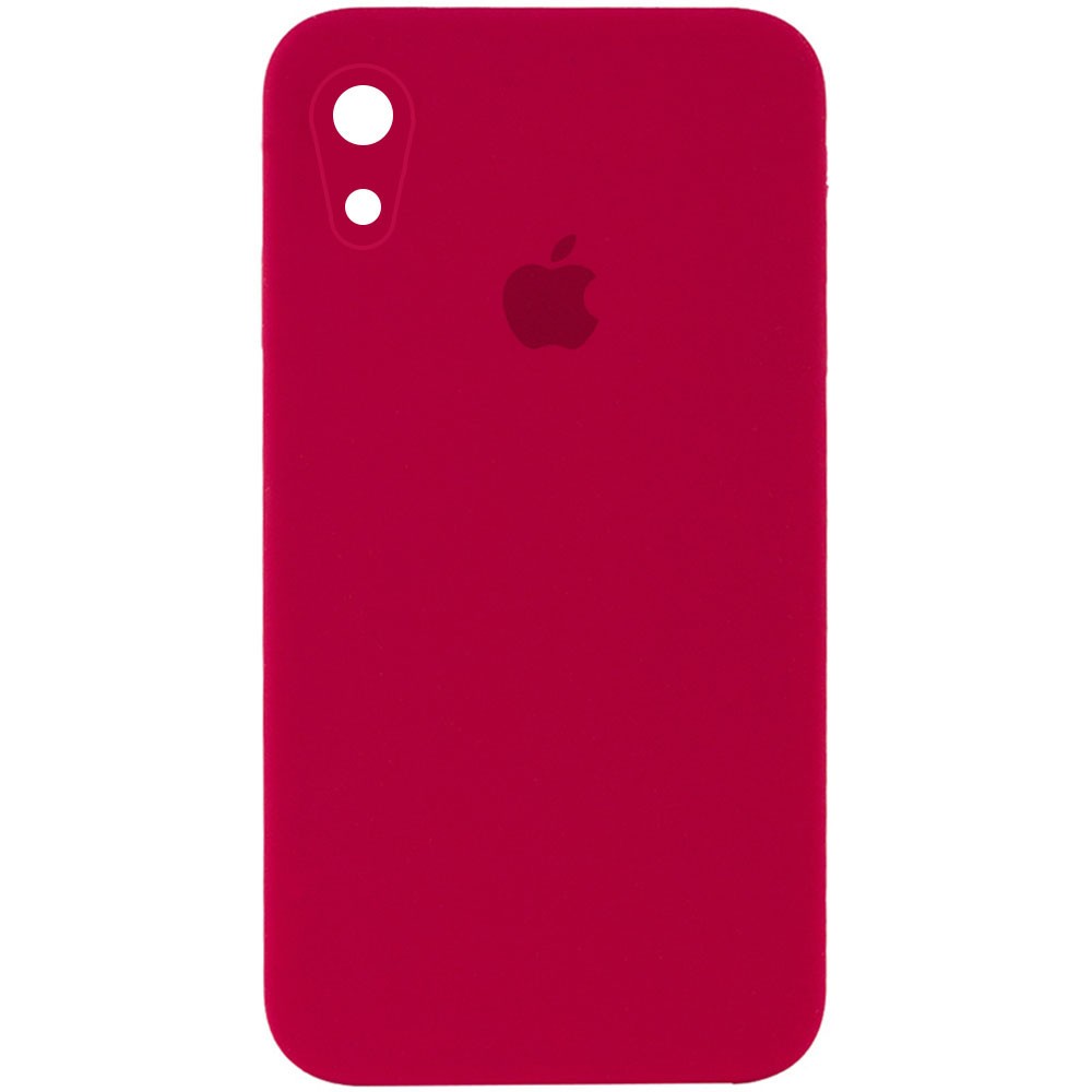 Silicone Case Square Full Camera Protective (AA) для iPhone XR (6.1")  (Rose Red)-0
