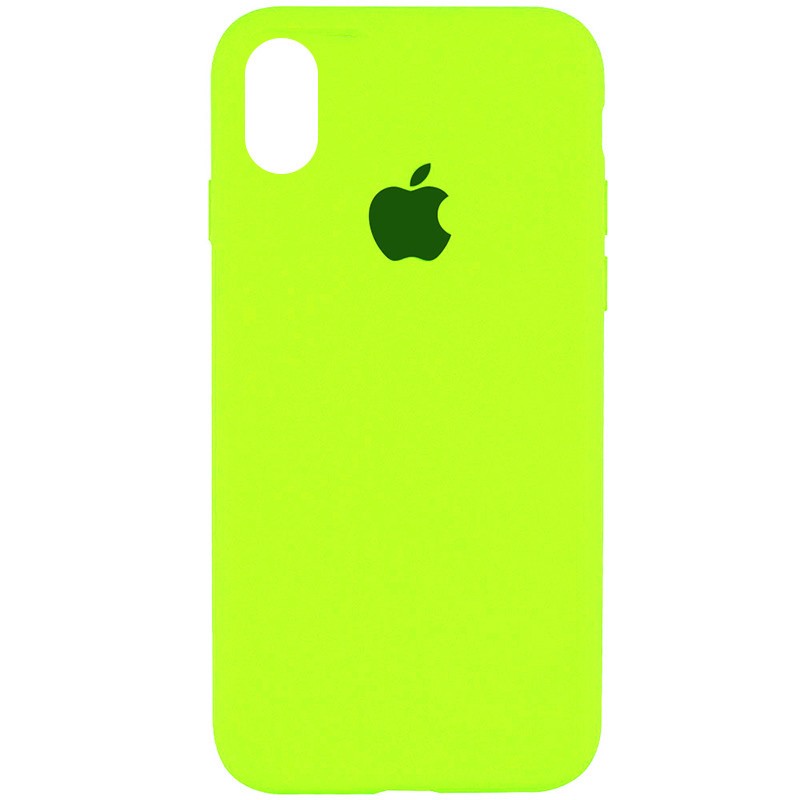 Silicone Case Full Protective (AA) для iPhone XR (Neon green)-0