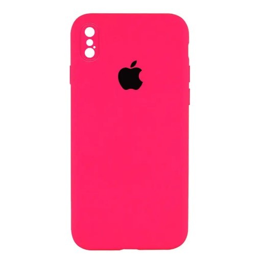 Silicone Case Square Full Camera Protective (AA) для iPhone XS (5.8") (Barbie Pink)-0